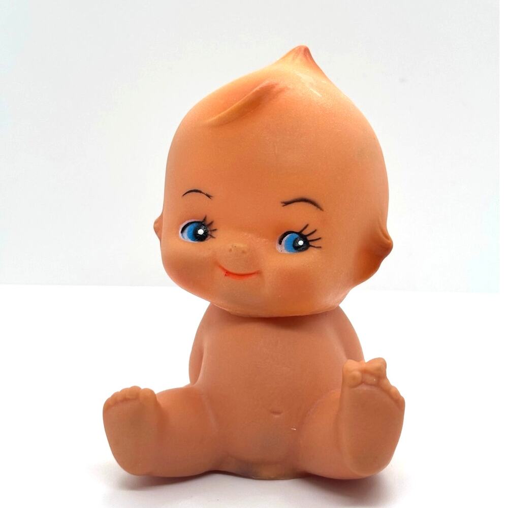 Vintage 1980's Sitting Kewpie Doll, Soft Rubber Toy